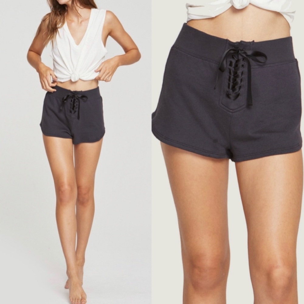Spiritual Gangster Black Lace-Up Cozy Shorts